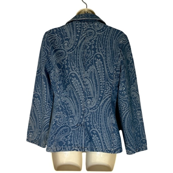 Solitaire NWT paisley denim blazer with front button size S - Picture 2 of 8